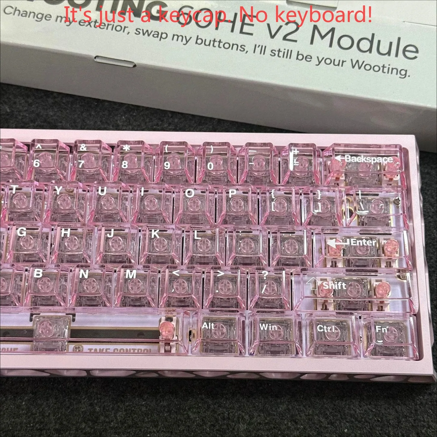 Sakura Pink PC Keycaps Cherry Profile 124 Keys Crystal Clear Translucent for Wooting Magnetic Switch Keyboard