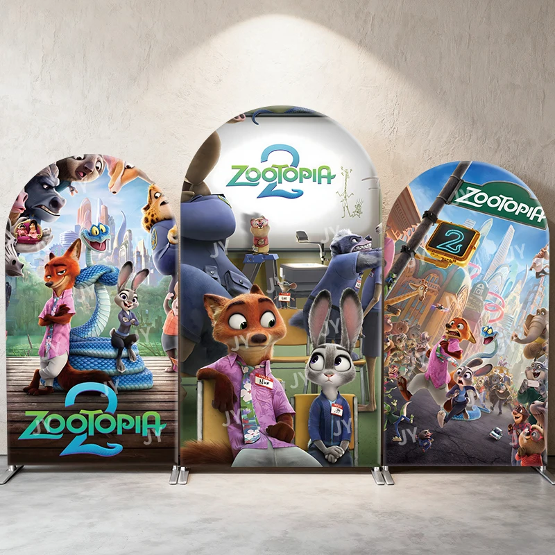 

Zootopia 2 Theme Arch Backdrop Cover Movie Character Decor Photo Booth Prop for Kids' Birthday Anime Party Decoration Background