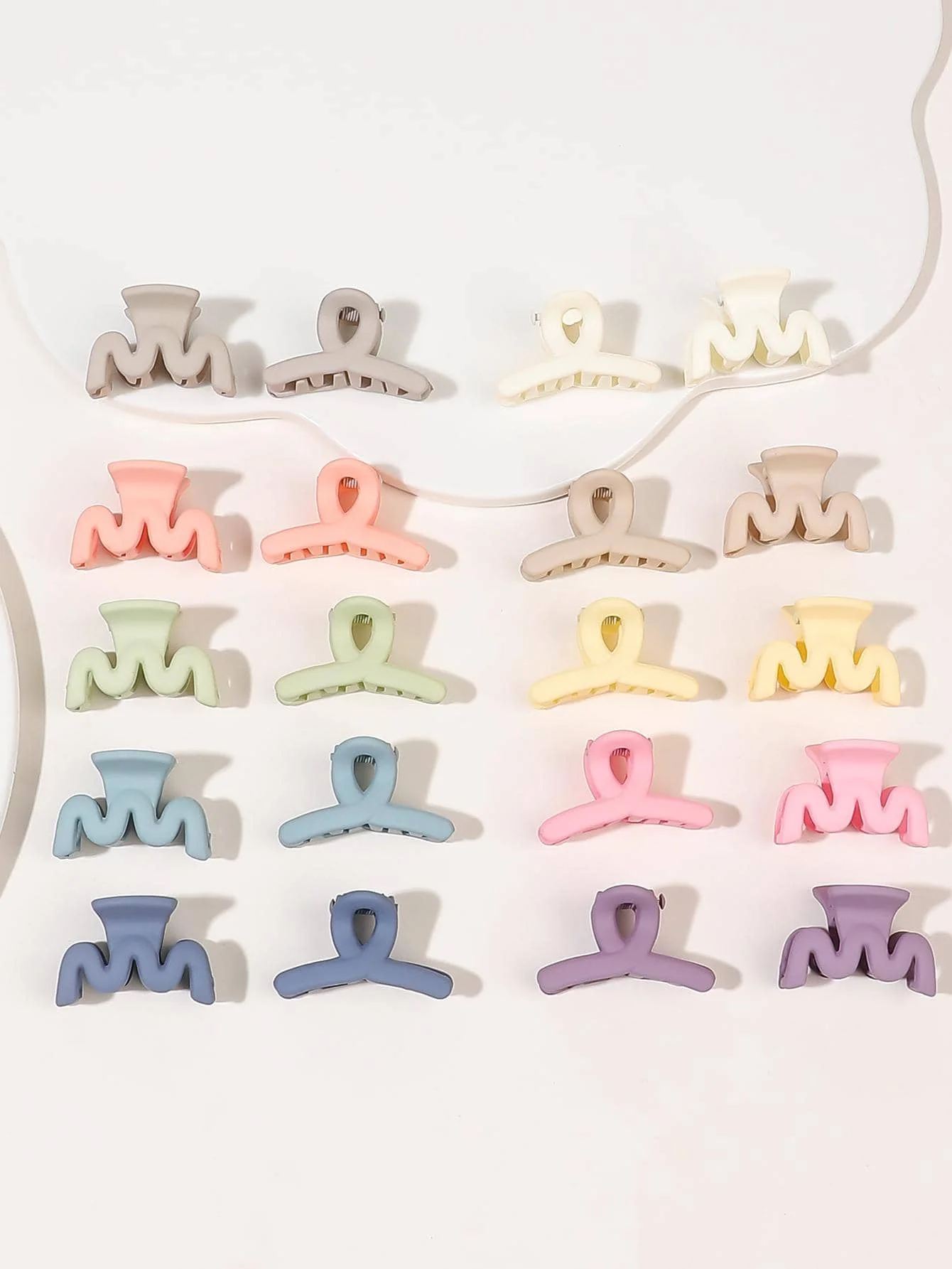 20Pcs Candy Random Color Small Cute Mini Wavy Hair Claw Clips for Women Girls,1.1in Nonslip Bangs Pins Hair Accessories for Kids