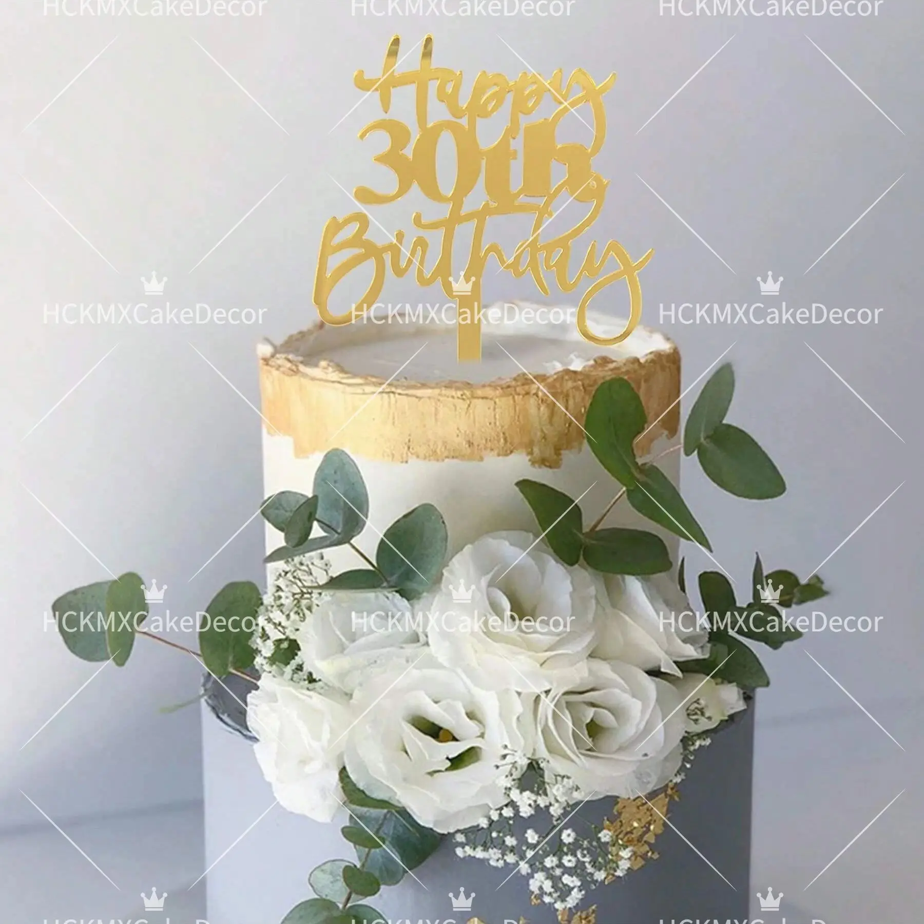 3pcs Gold Happy 18th 21st 30th 40th 50th 60th 70th Birthday Cake Topper Set Acrylic Age Cake Decoration for Party Supplies image 6