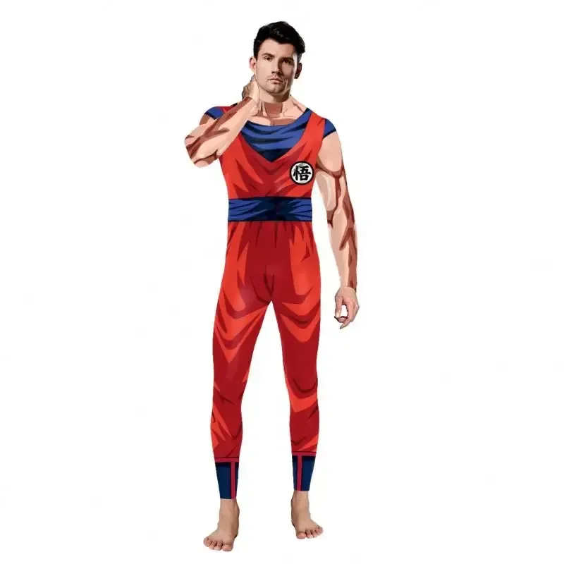Anime Printing Fancy Outfit Long Sleeve Cosplay Adult Costume Catsuits Muscle Mens Bodysuit Tight Zentai Jumpsuit # 1 # W.