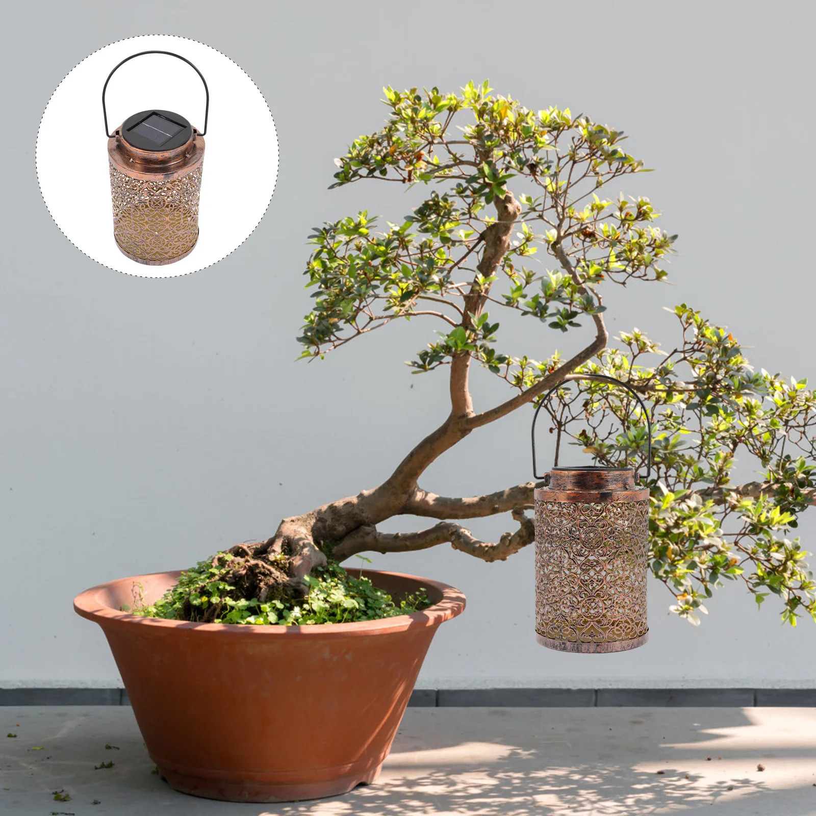 

Solar Lantern for Garden Yard Decorative Black Iron Vintage Portable Energy Saving Sturdy Lightweight Solar Outdoor Lights