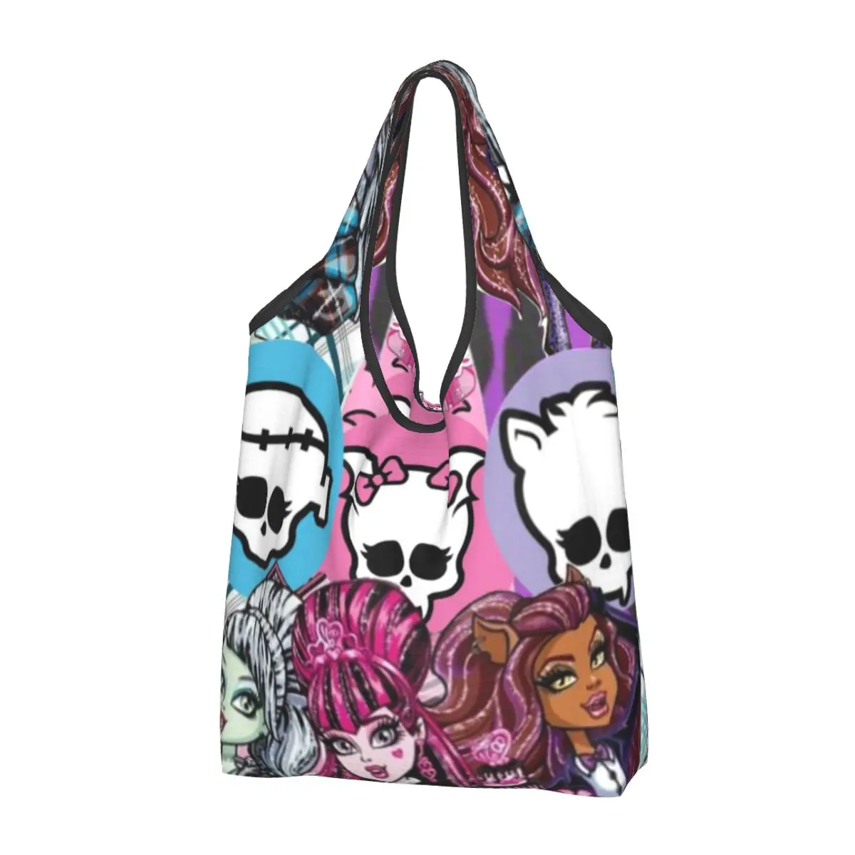 

Reusable Monster High Shopping Bags for Groceries Foldable Grocery Bags Washable Large Tote Bags