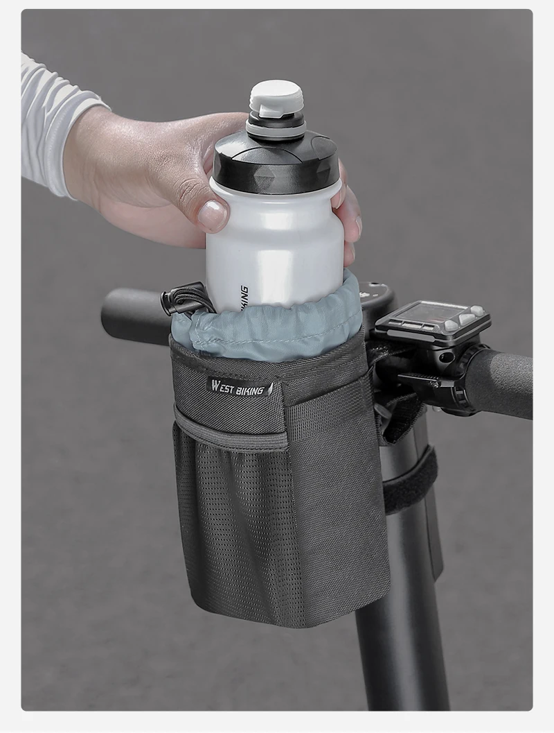 WEST BIKING Isolierte Fahrradflaschentasche Wasserabweisende Lenkertasche mit Seitentasche MTB Rennrad Aufbewahrungsorganizer – Detail 17