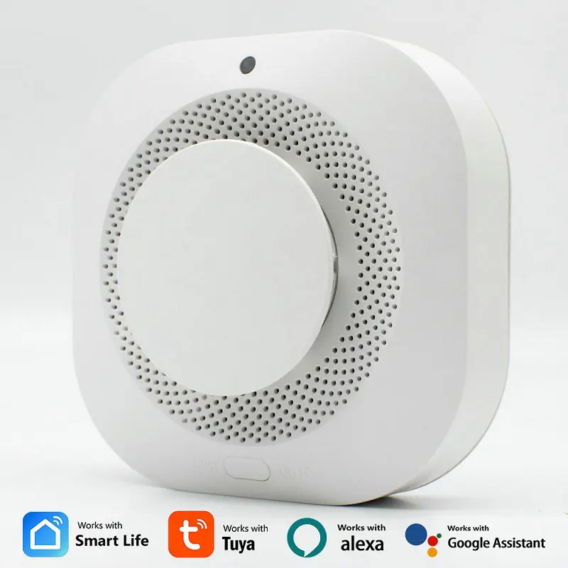 Tuya Smart Life APP Contral WIFI Independent Smoke Detector Smart Home Security Smoke Detector 85dB Loud Alarm Sound Fire Alarm
