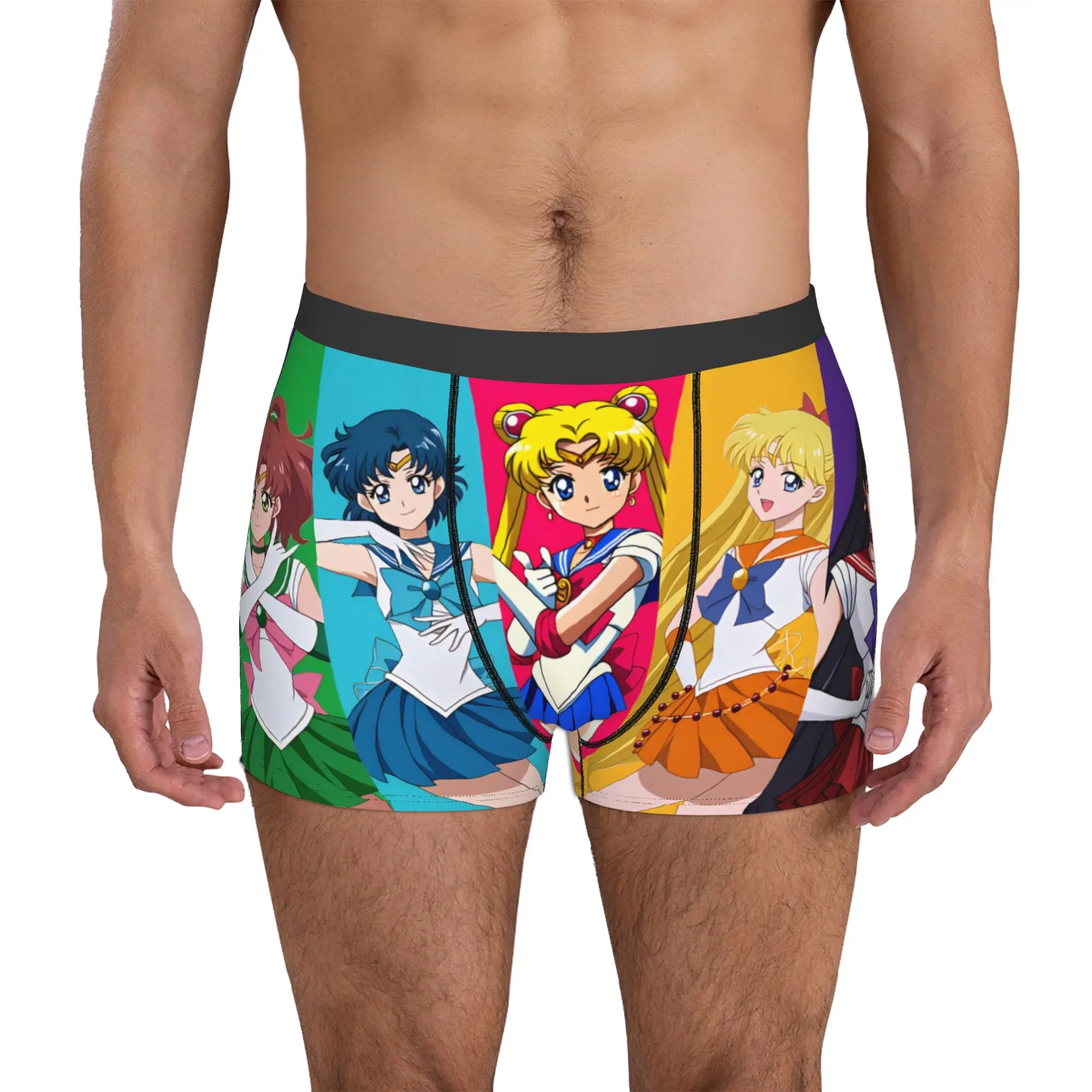 Novedad, calzoncillos tipo bóxer Sailor Moon Mercury Sailor Venus, calzoncillos masculinos, ropa interior transpirable de Júpiter y Marte