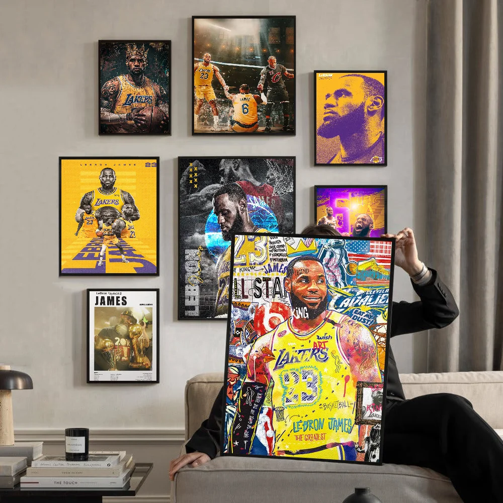 POP Basketball Player L-LeBron- James Basketball Classic Movie Posters Waterproof Paper Coffee House Bar Decor Art Wall Stickers