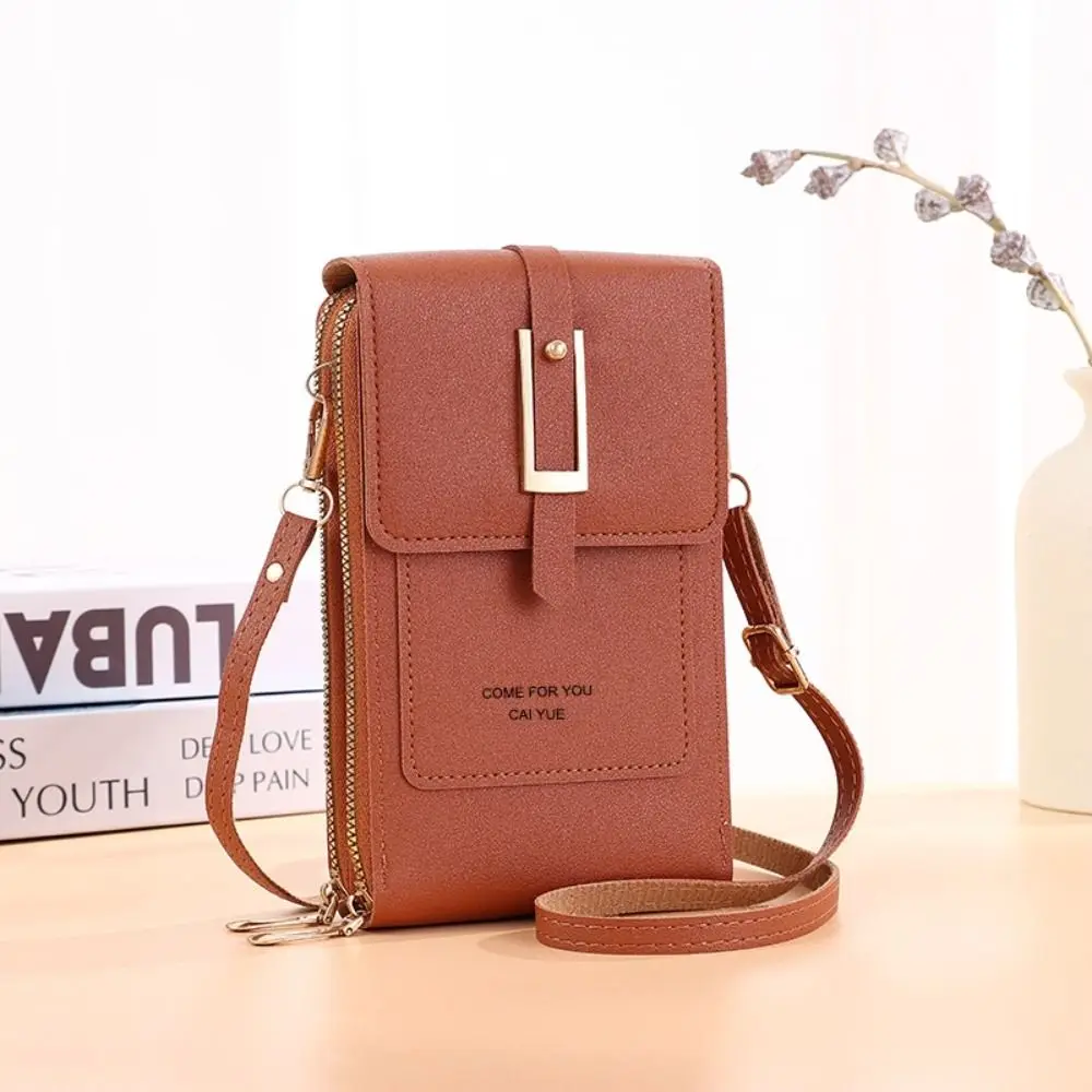 หนัง PU หน้าจอสัมผัสไหล่กระเป๋าโทรศัพท์สแควร์ Crossbody หน้าจอสัมผัสกระเป๋าโทรศัพท์มือถือมัลติฟังก์ชั่นโปร่งใส