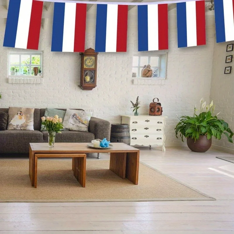 オランダストリングフラグ 30 個 - オランダ国家ホオジロバナー、赤、白、青のオランダ国旗付き、屋外屋内装飾