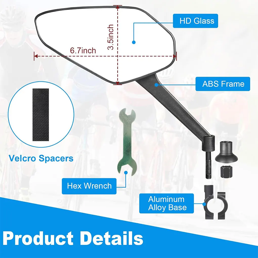 

Зеркало заднего вида для велосипеда, отражатель, регулируемое вращающееся зеркало на руль, прозрачное зеркало заднего вида, электрический скутер, аксессуары для велосипедного велосипеда
