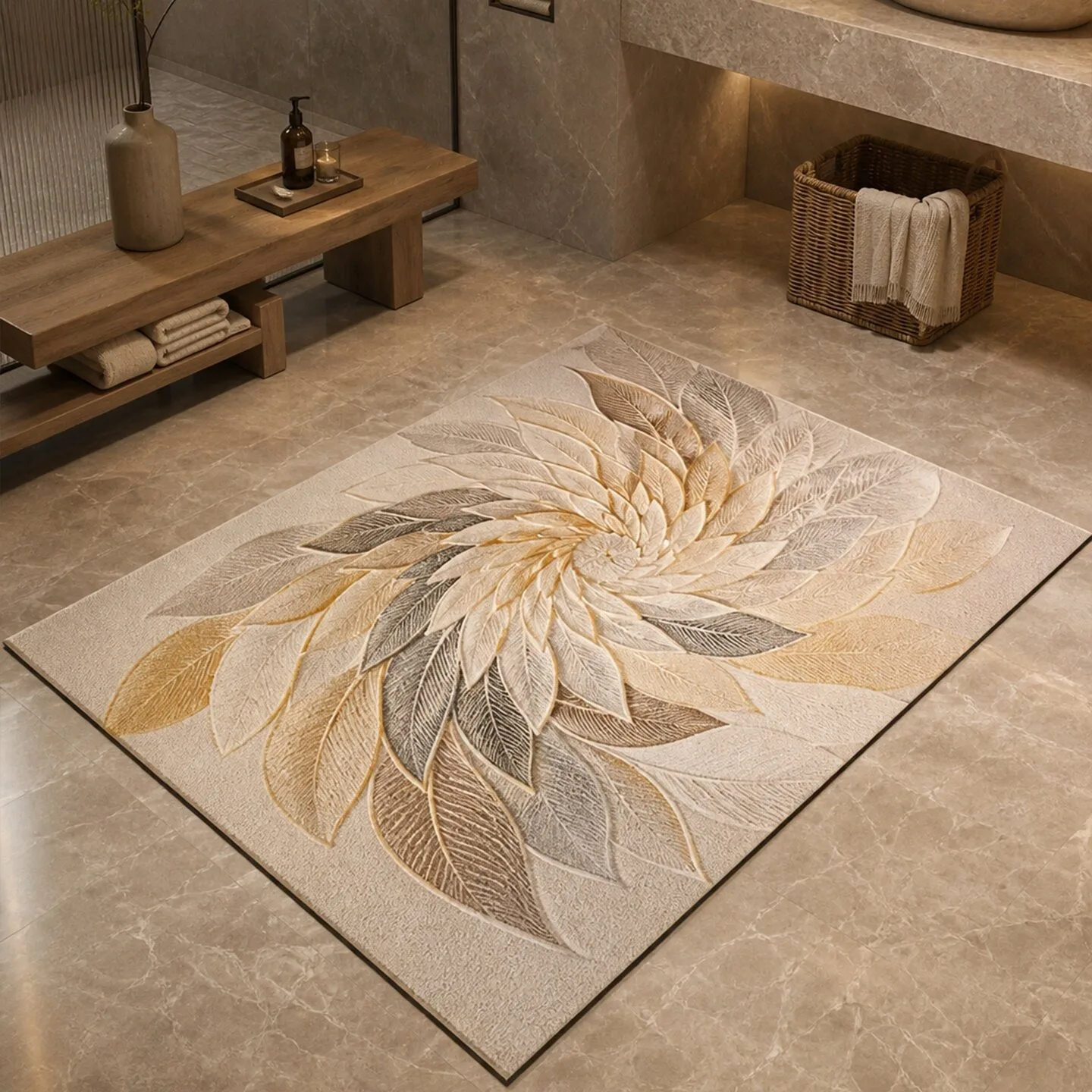 Retro Floral Bathroom Floor Mats Diatom Mud Absorbent Quick-drying Carpet Anti-slip Door Rug Home Decoration Alfombra De Baño 카펫
