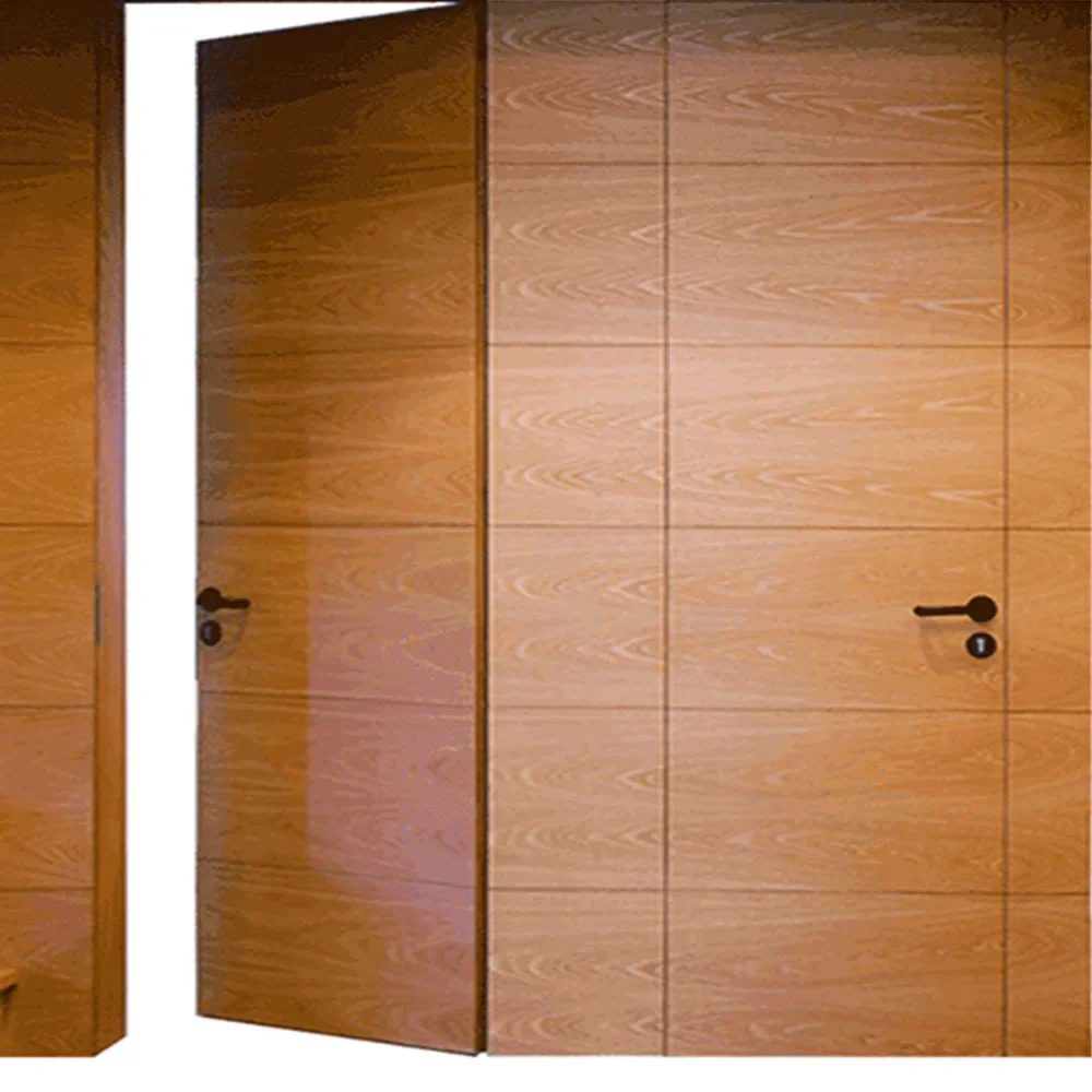 &R* Villa Main Entry Door Modern Design Pivot Wood Doors with Sidelights Door for Hotel Project
