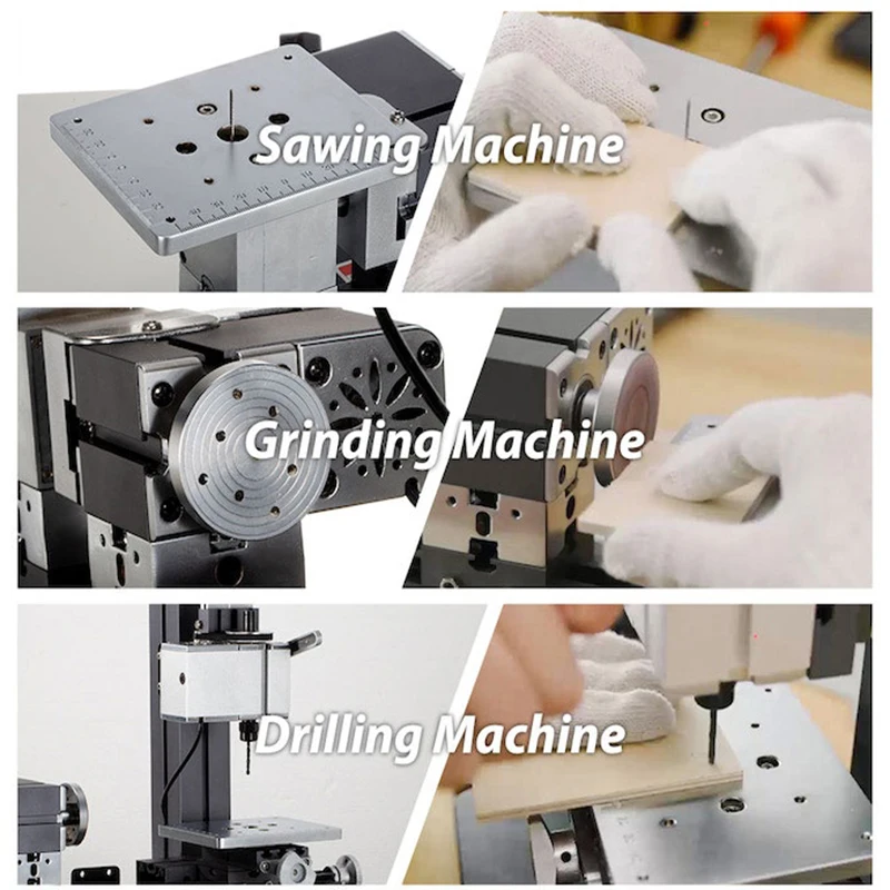 ZR Multi-process Machine Tool LathePro 3 in 1 Desktop Drilling Sawing & Grinding Lathe Machine Tool