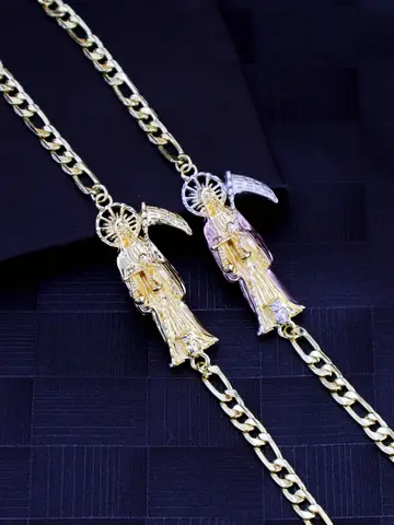 Santa Muerte Bracelet, Classic Religious Jewelry, Holiday Gift, Suitable for Both Men and Women