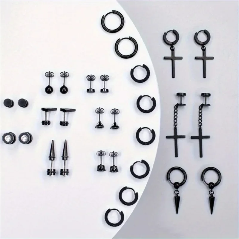 

EVISPOL 30pcs Hypoallergenic 316L Stainless Steel Cross Stud Earrings for Men Women Tragus Helix Ear Cartilage Piercing Jewelry