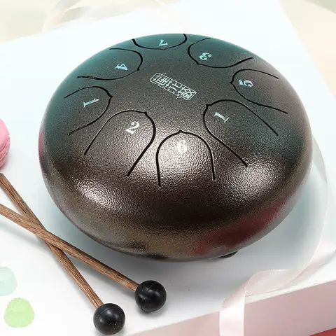 Hluru 음악 드럼 스틸 텅 드럼 6 인치 11 노트 C 톤 미묘한 드럼 요가 명상 타악기