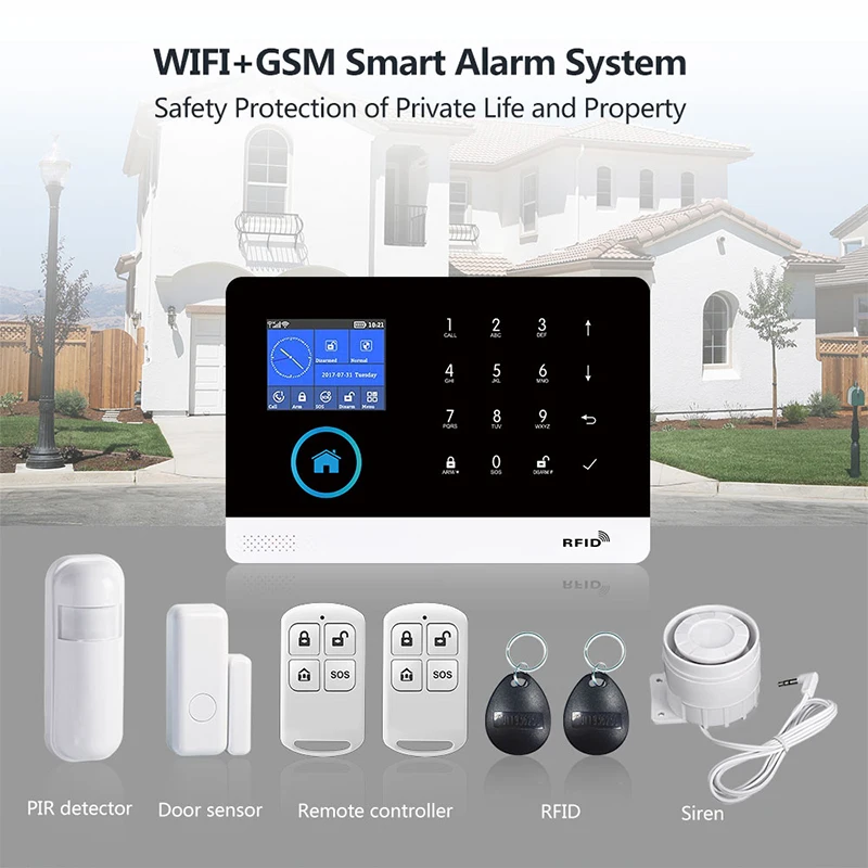 Doorbell+auto dial intercom+RFID access integrated home secure gsm alarm wireless alarm WIFI 4G App