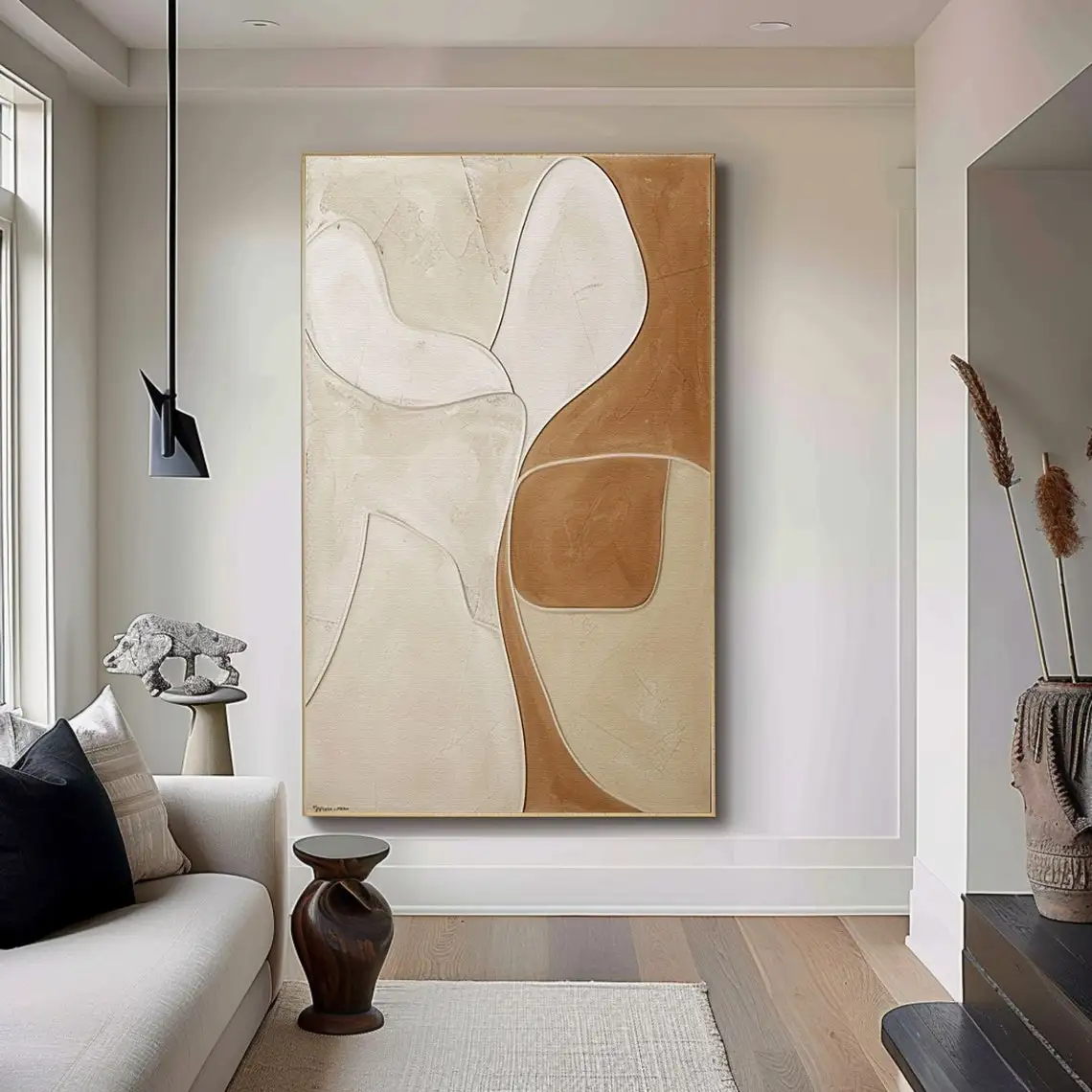 Large Brown And Beige Texture Handmade Oil Painting Canvas 3D Texture Wall Art Large Modern Contemporary Artwork For Living Room