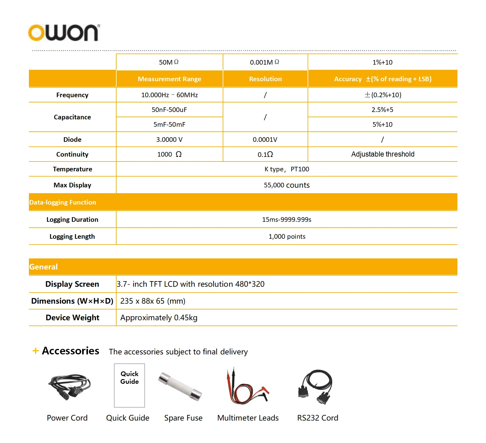 OWON XDM1041 XDM1241 4 1/2 Digitalmultimeter Tragbare Tischgerät True RMS DC/AC Strom Spannung USB Multimetro Tester Messgerät SCPI – Detail 14