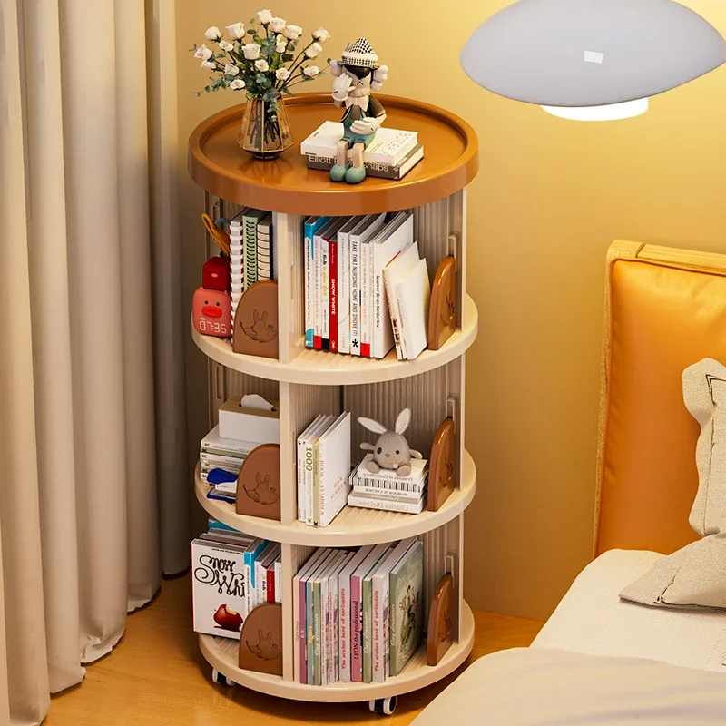 Children's Rotating Bookshelf Floor Simple Province Space Book Organizer Simple Living Room Furniture Student Small Bookcase