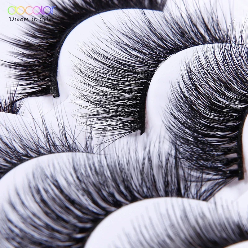 Docolor 5 Pairs Different False Eyelashes Faux Mink Hair Soft Fluffy Long Thick Eye Lashes Makeup Extension with 1pcs Tweezers