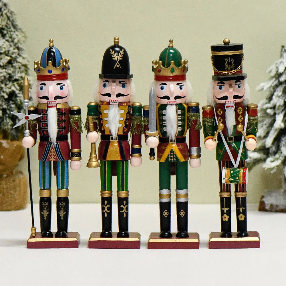 Hot Selling Solid Wood 30CM Colorful Nutcracker  For Family Decorations