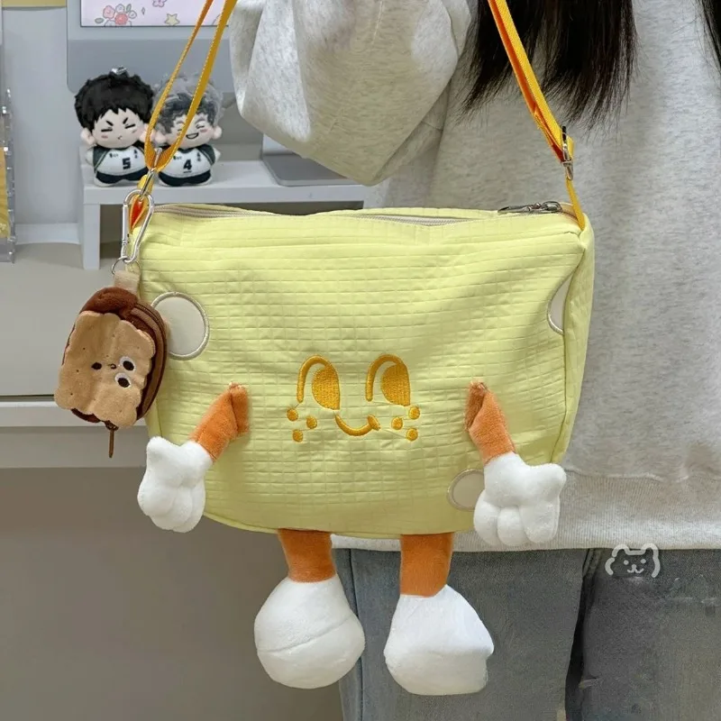 Xiuya Cute Cheese Womens Shoulder Bag Nylon Casual Japanese Fashion College Style Fashion Messenger Bag Kawaii Designer Handbag