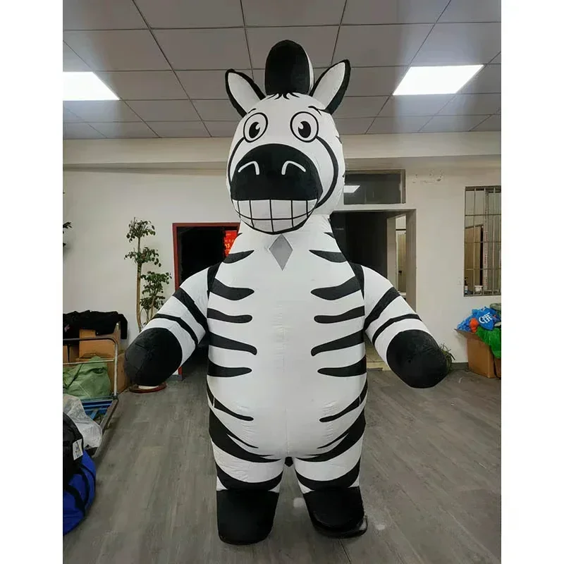 Madagaskar Zebra Aufblasbares Maskottchen-Kostüm Wildes Tier Ganzkörper Aufblasbares Halloween Weihnachten Fancy Party Outfit Anzug