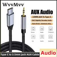 WvvMvv USB C to 3.5mm Audio Aux Cable Type C 3.5 mm Headphone Male Jack Plug Adapter Car Auxiliary Stereo Cord for iPad Phone