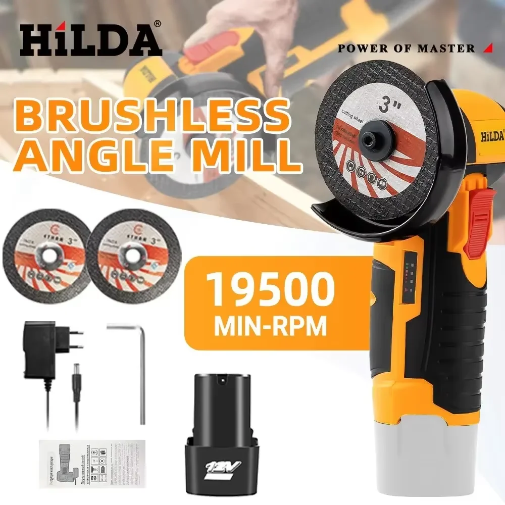 

HILDA 12 В электрическая угловая шлифовальная машина электрическая дрель миниатюрная перезаряжаемая бесщеточная полировальная алмазная шлифовальная машина