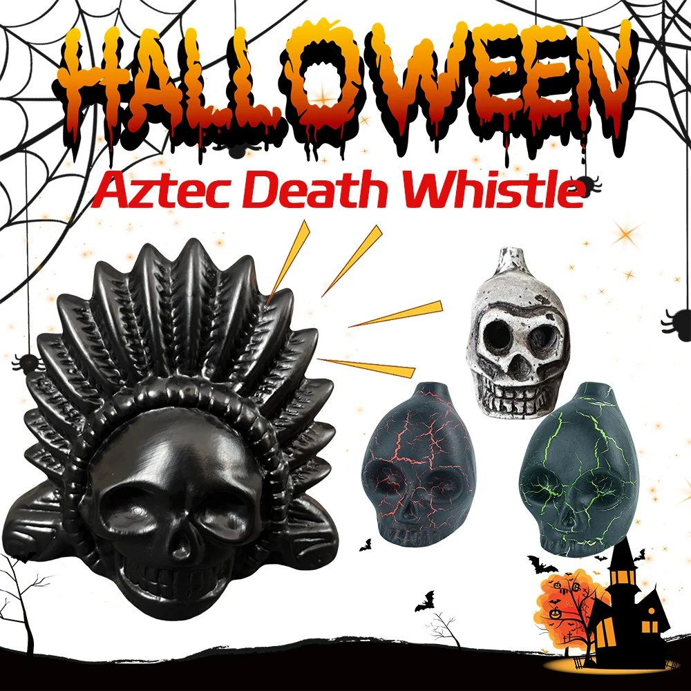 

Halloween Aztec Death Whistle Prank Props Authentic Aztec War Whistles Loud Spooky Skull Head Whistle Halloween Party Supplies