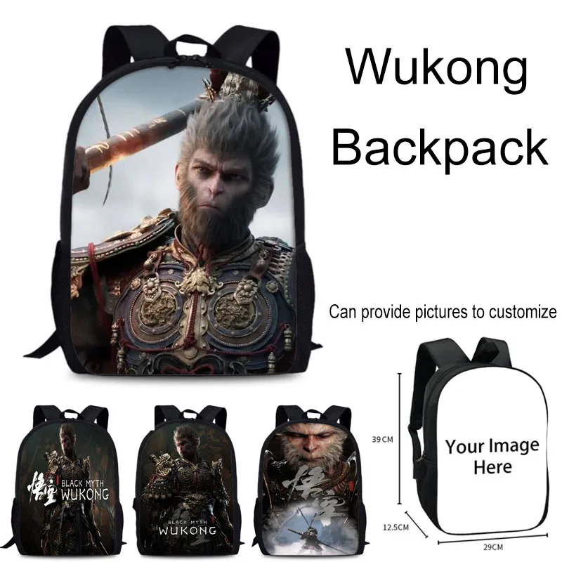 Men Black Myth Wukong Backpack Schoolbag Large Capacity Travel Bag Portable Student Computer Backpack Birthday Gifts For Kids