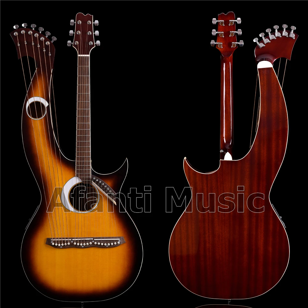 Spruce top / Sapele Back & Sides / Rosewood Fingerboard & Nut Afanti Harp guitar (AHP-1017)