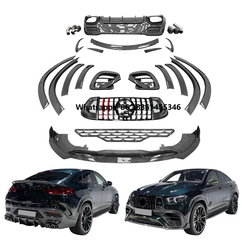 For  GLE/GLE350/GLE450/GLE53/GLE63 Coupe - Front Lip/Wheel Eyebrow/Spoiler Upgrade B Style Dry Carbon Fiber Body Kit