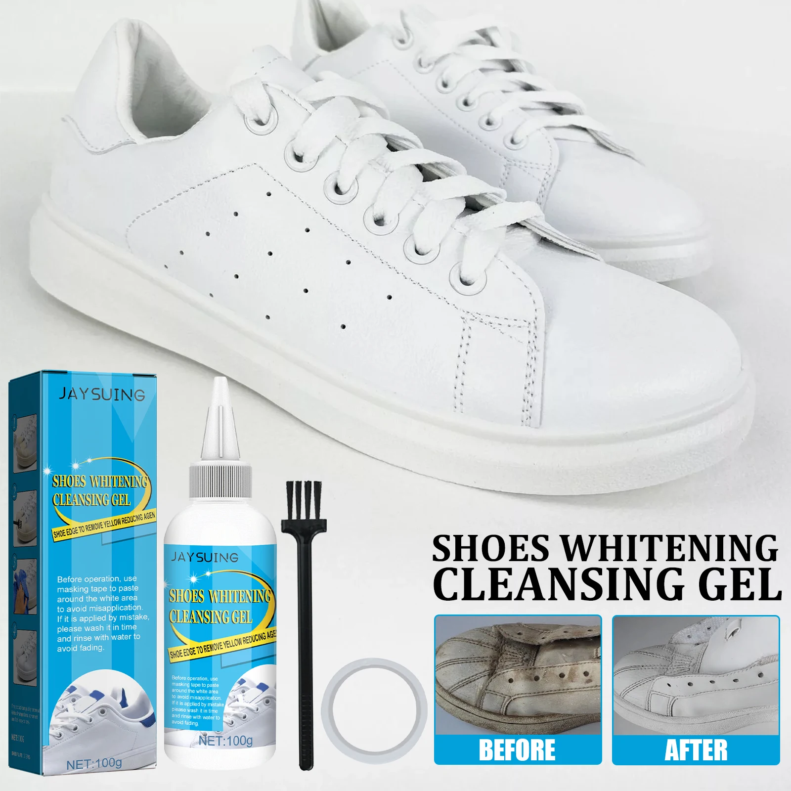 JAYSUING Small White Shoe Cleaner Stain Remover Shoe Cleaner Brightener Free Shoe Side Stain Remover Brightening Magic Cleaner