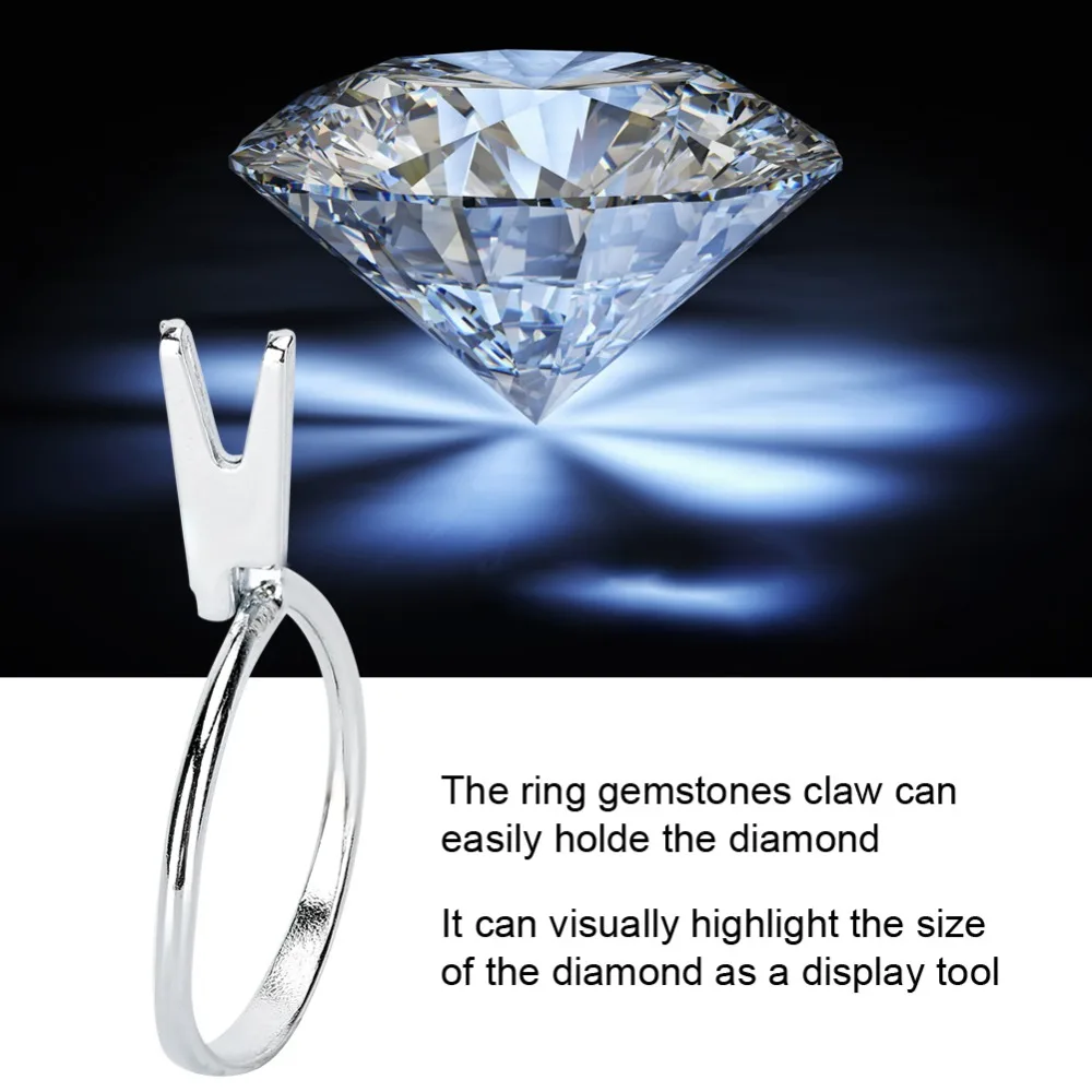 Durable Silver Ring Stone Holder Metal 3.4*2cm Jewelry Ring Holder Jewelry Making Tool Processing Accessory