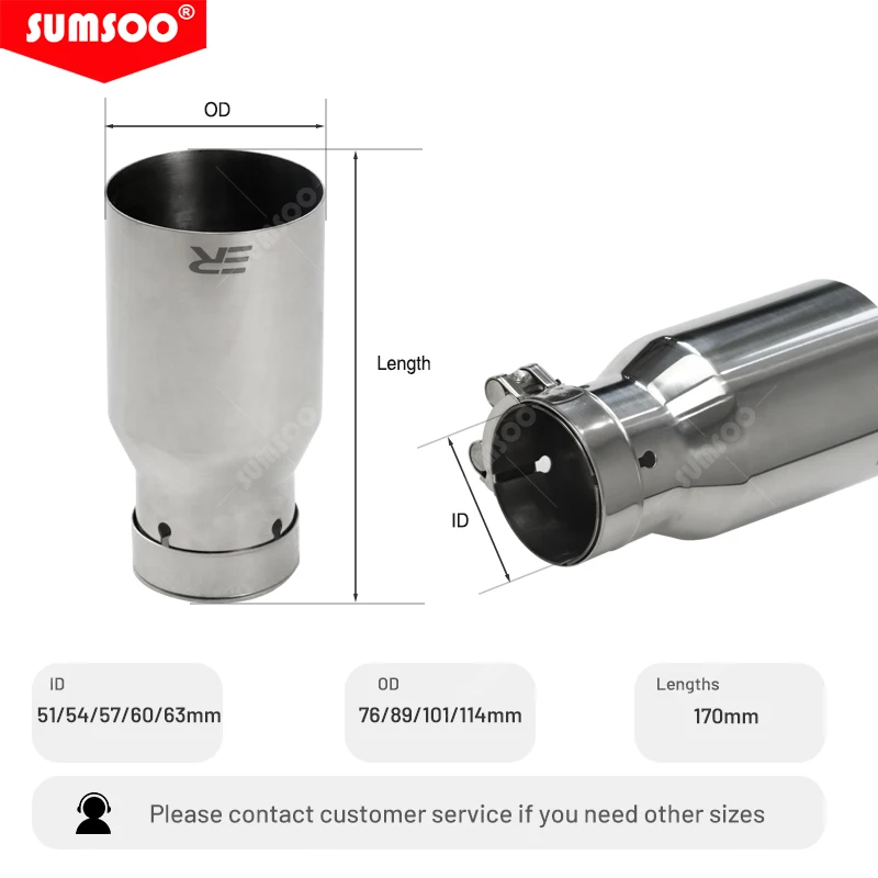 1PCS Auspuff Endrohr Edelstahl Universal Automobil auspuffrohr Schalldämpfer Auto zubehör modifikation