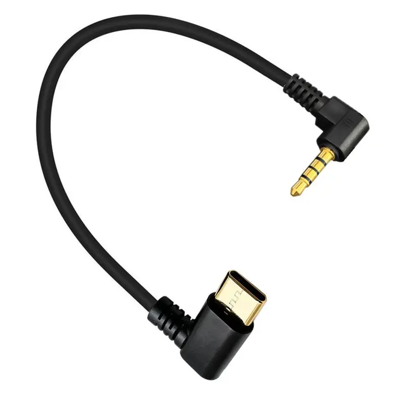30cm Bend Type-C to 3.5mm 4-Pole Audio Cable Microphone Live Recording Cable Digital/Analog Audio Adapter Cable