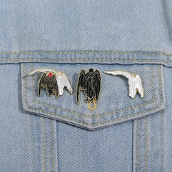 Angel Wing And Devil Wing Enamel Pins Custom Black And White Angel Brooches Lapel Badges Animal Jewelry Gift for Friends