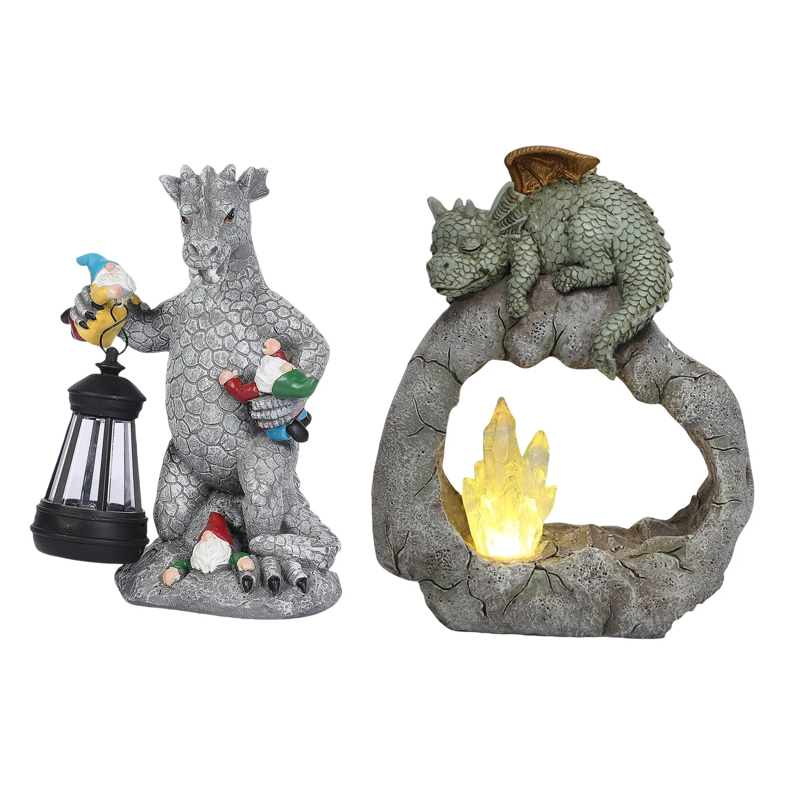 Estatuas de Gnomo de dragón, figuritas de dragón, estatuas de animales de resina, estatua al aire libre, decoración de jardín de gnomo, decoraciones de primavera para el hogar