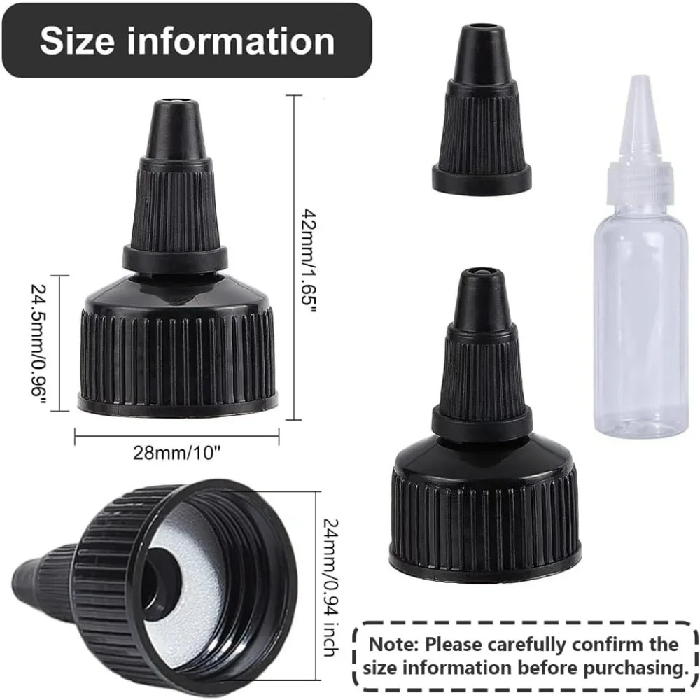 50Pcs 24/410 Plastic Squeeze Bottle Cap Replacement Black Plastic Bottle Squeeze Heads Dispensing Caps for Condiment Bottle