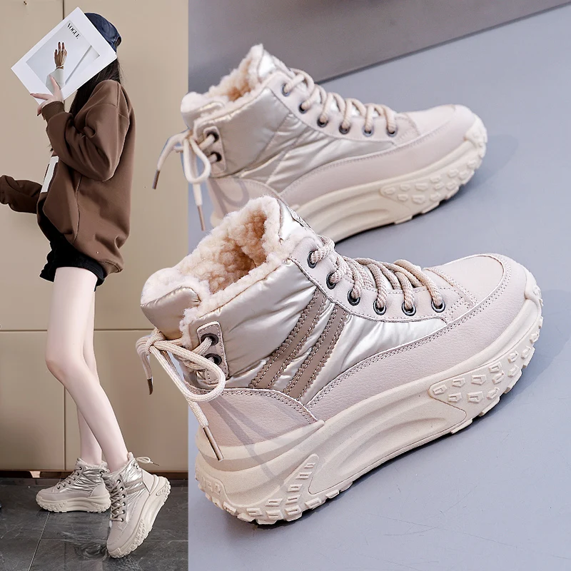 

2025 New Winter Women Boots Winter Plush Thick Soled Snow Boots Women Cotton Shoes Platform Sneakers Zapatillas Deporte