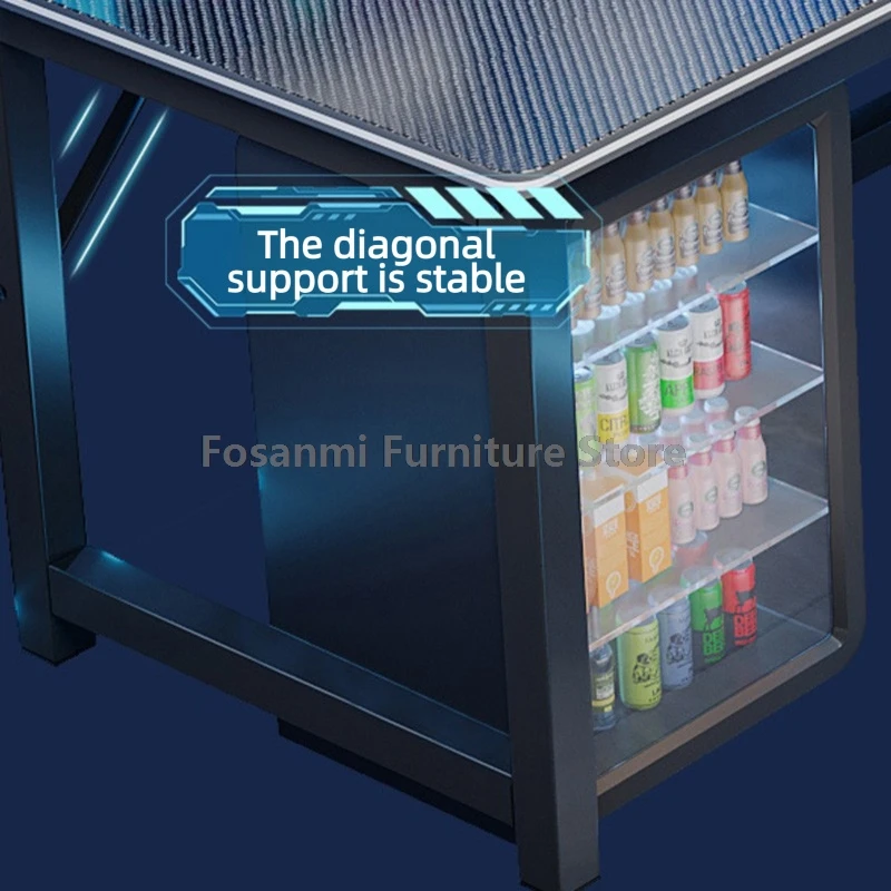 Set Meja dan Kursi Komputer Berbentuk L Perabot Kantor Rumah Modern dengan Rak Meja Kerja Gaming Set Kursi Meja PC Sudut untuk Ruangan