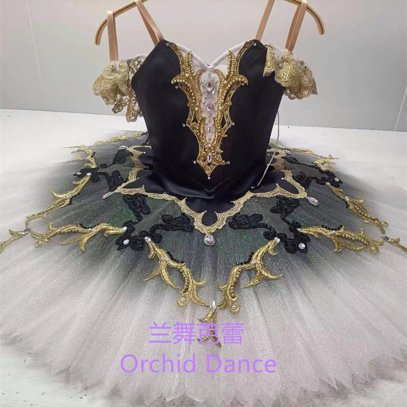 Gradient Professional High Quality Women Adult Performance Wear Girls Black White Swan Lake Ballet Tutu Costumes