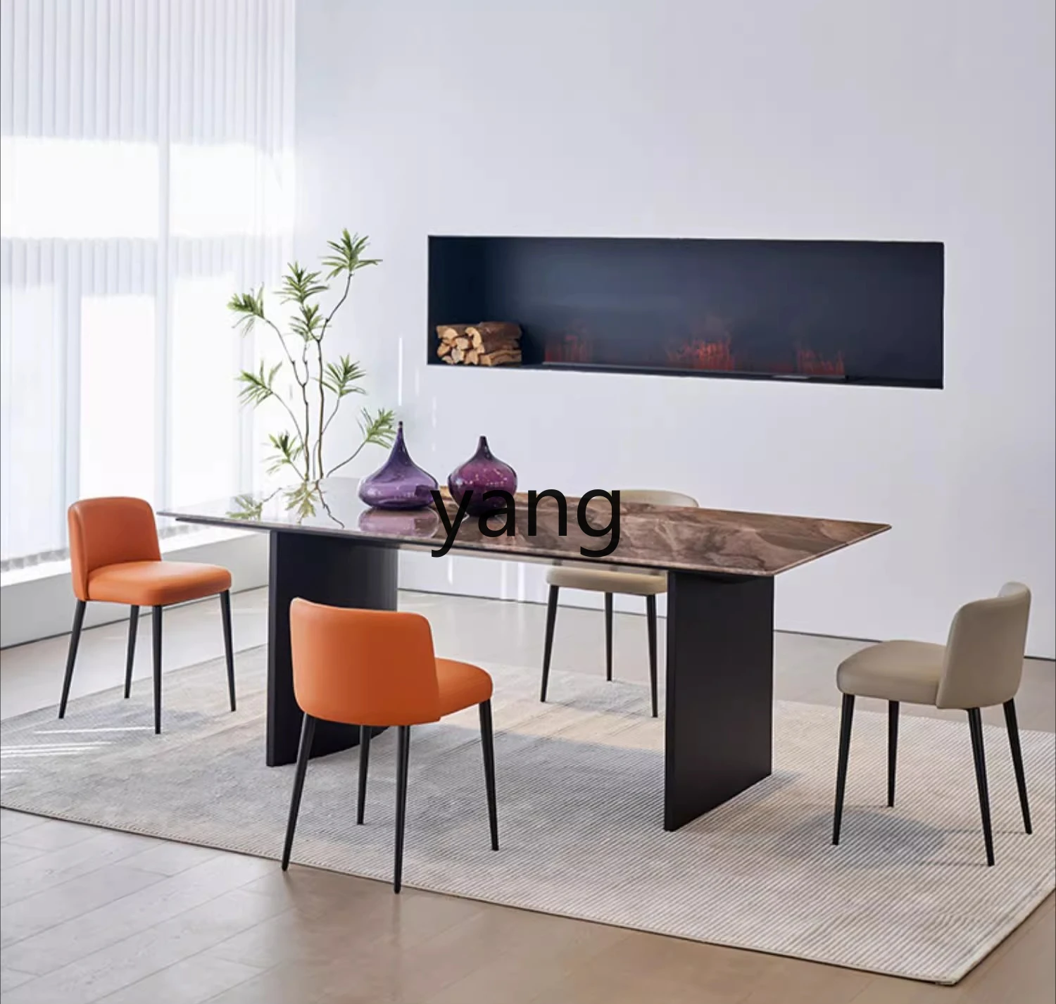 โต๊ะอาหารหินอ่อนสไตล์มินิมอลอิตาลี CX หรูหราเบาๆ สำหรับห้องนั่งเล่น บ้านทันสมัย เรียบง่าย รูปทรงสี่เหลี่ยม