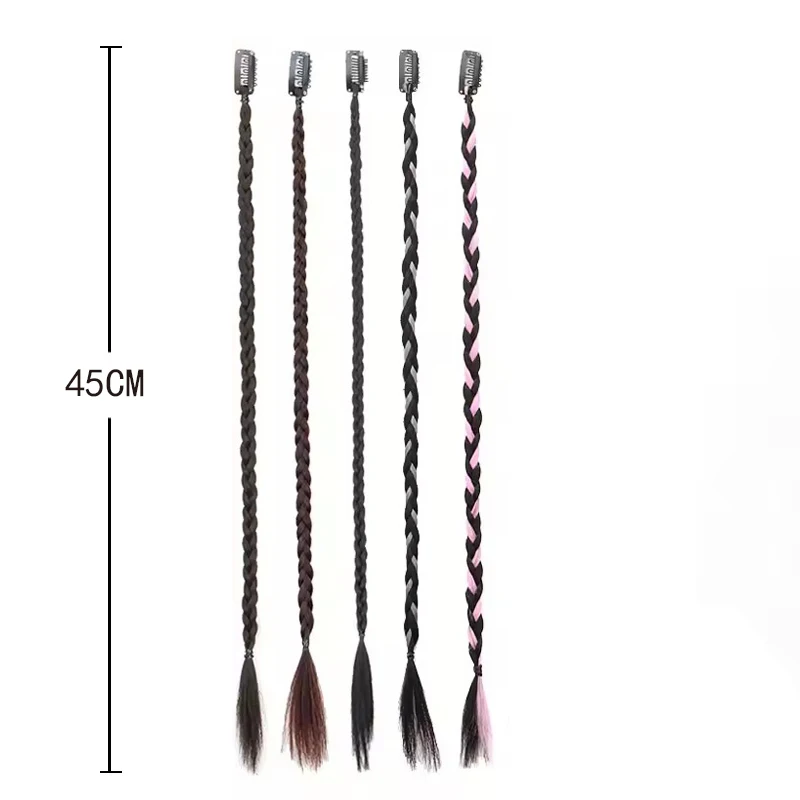 1개 합성 브레이드 가발 18인치 강력한 BB 클립 경량 박스 브레이드 포니테일 헤어피스 여성용 파티 및 일상용