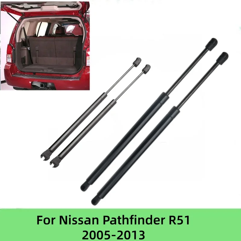 4Pcs For Nissan Pathfinder R51 2005-2012 2013 Car Rear Trunk Tailgate + Glass Window Gas Spring Shock Gas Struts Lift Support