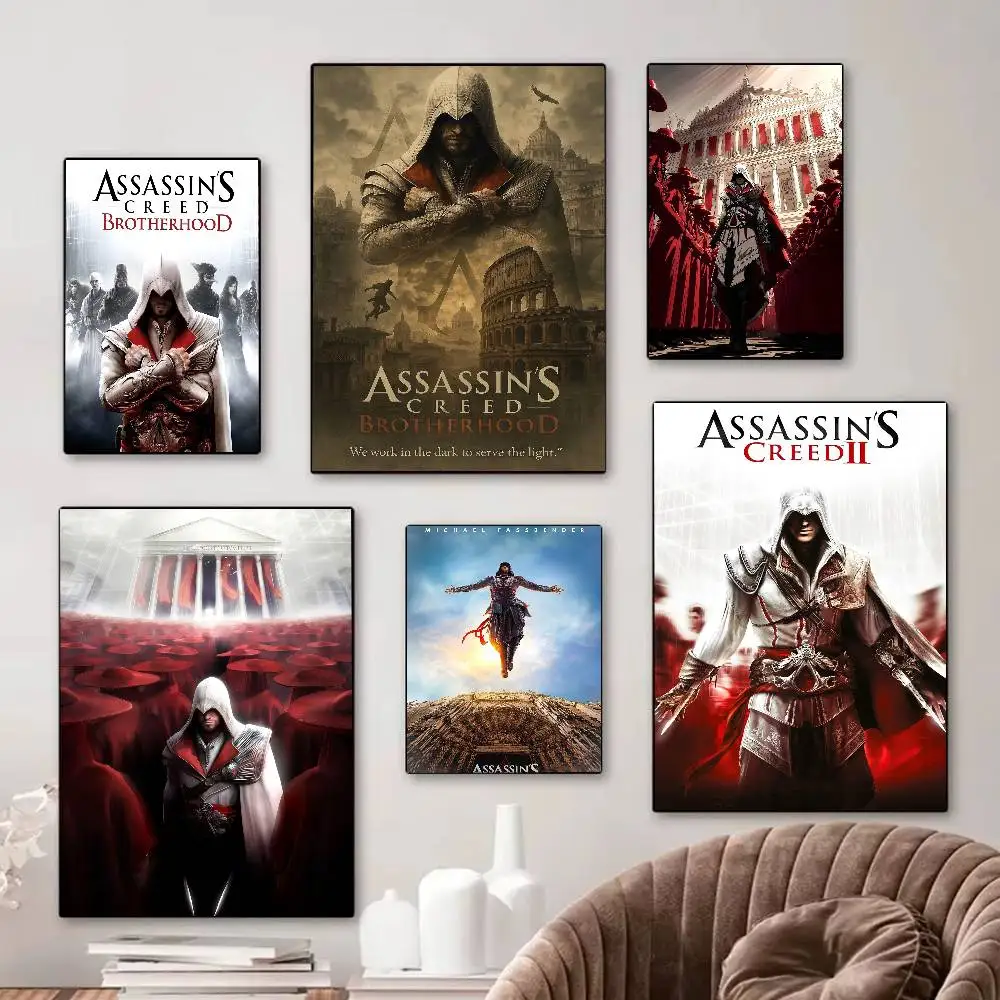 Pósteres de Anime de Game AssassinES S C-Creed, arte de pared adhesivo de calidad HD, carteles Retro para decoración de habitación Kawaii del hogar