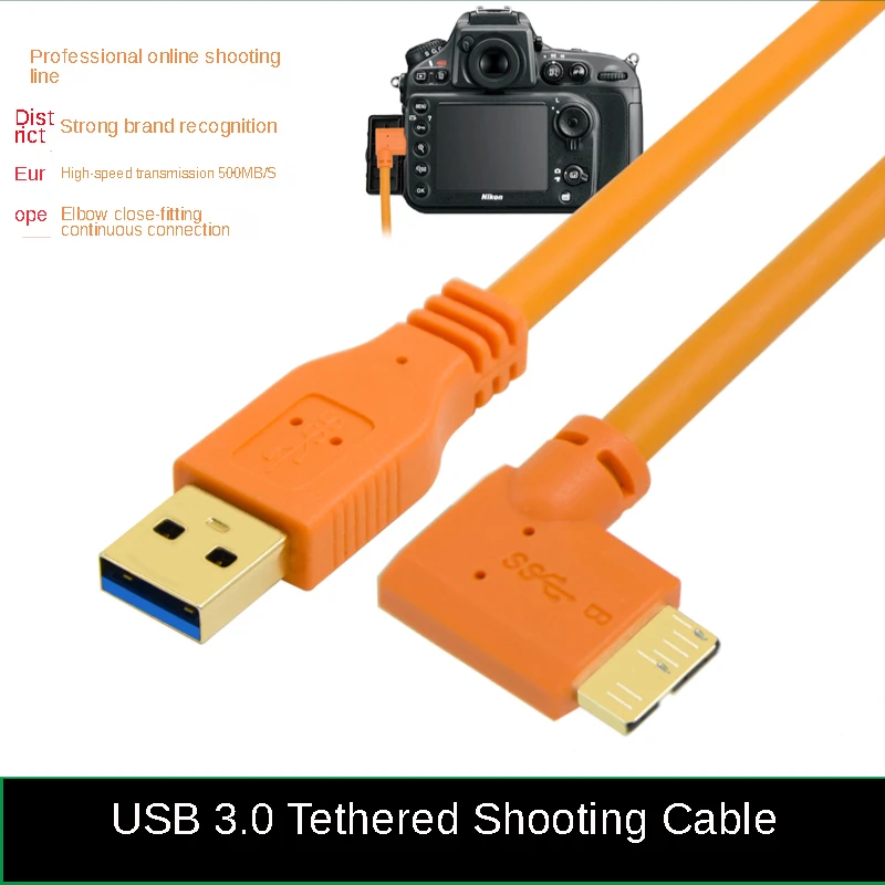 

Кабель Micro-b-USB 3,0 для камеры Canon eos 5d4 1DX 7D2 D800E/D850, Угловой кабель 3 м/5 м/8 м/10 м