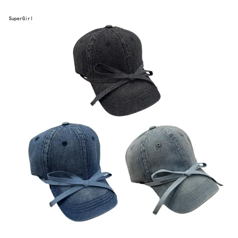 

Breathable Baseball Hat for Women Girls Studded Bow Adjustable Versatile J78E